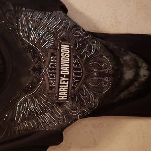 Harley Davidson Embellished short sleeve top